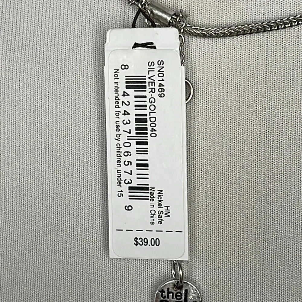 NWT The Sak Paddle Charm Necklace Silver Gold Tone